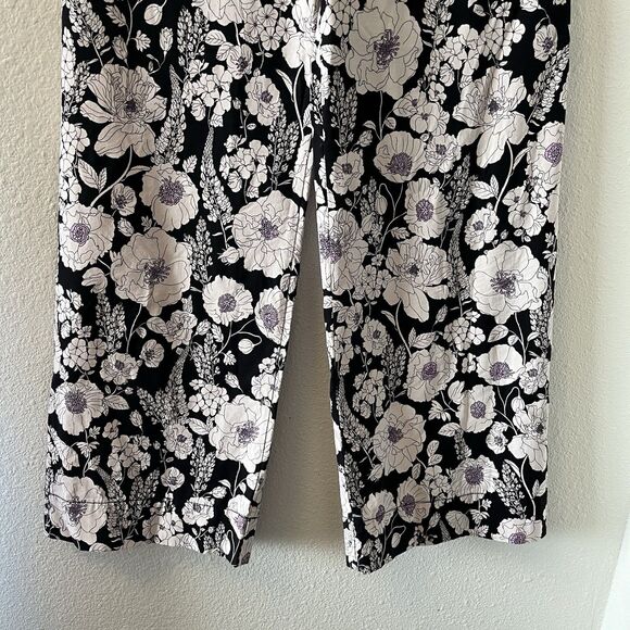 Anthropologie Maeve The Colette Black Floral Print Wide Leg Pants Size 27 - Picture 4 of 15